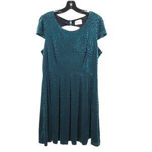 Moon Green Velvet Cap Sleeve Dress Womens Size 1XL Side Zip Lined